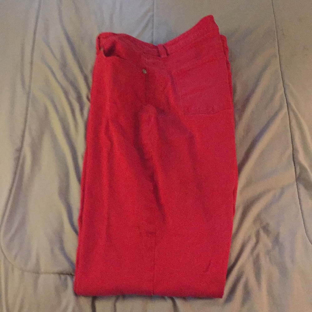 Red jeans.